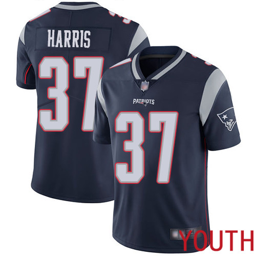 New England Patriots Football 37 Vapor Limited Navy Blue Youth Damien Harris Home NFL Jersey